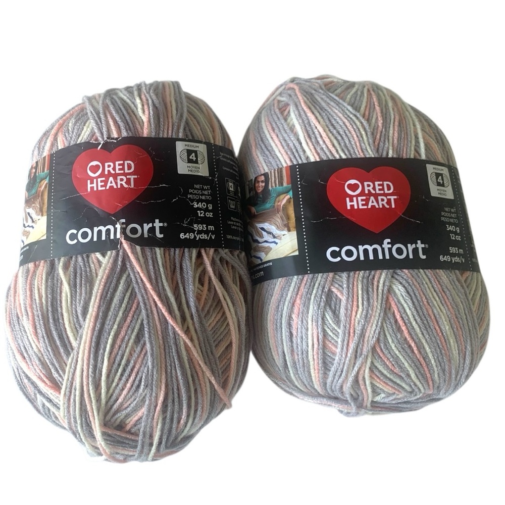NWT Red Heart Comfort Pink Grey 4 Yarn Knit Crochet 2X 340g